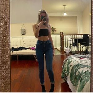 dark wash high-rise mom jeans